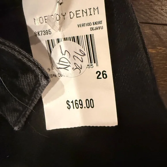 NWT Nobody Denim Black High Rise Denim Mini Skirt Belted Frayed Hem 26 - Picture 2 of 9